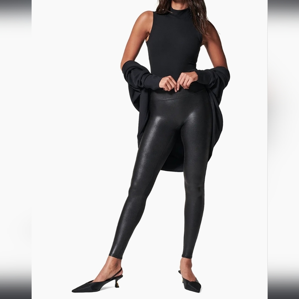 SPANX Faux Leather Leggings Like New!